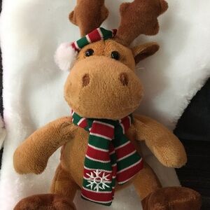 Plush Reindeer Toy with Festive Scarf